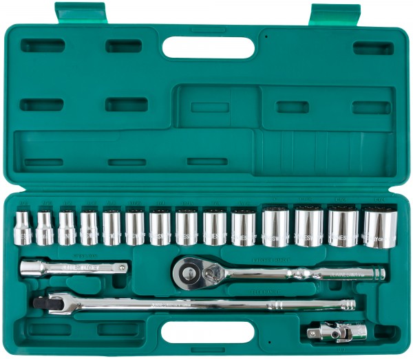 Набор головок торцевых дюймовых 1/2"DR SAE 3/8"-1-1/4" 19 предметов S05H4219S Jonnesway