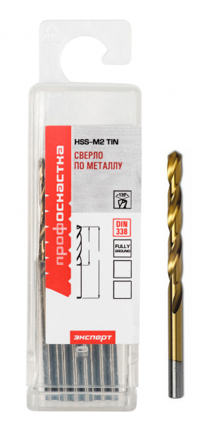 Сверло Ø  3,9 мм ц/х (10 шт.) HSS M2 TIN ПрофОснастка Эксперт